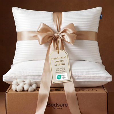 Ensemble de coussins de lit très grand avec housse en duvet synthétique de qualité 2-Hotel avec housse 100% coton 300TC, double support moelleux