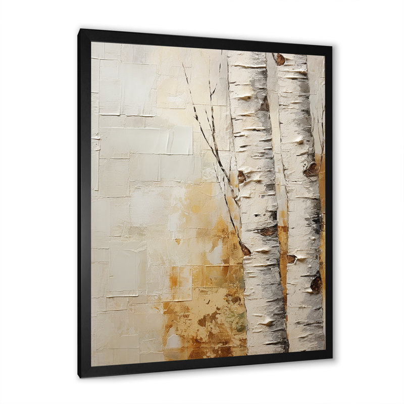 Arbre de minimalisme bouleau II sur toile, H 20 po x l 12 po x P 1 po, Cadre simple noir