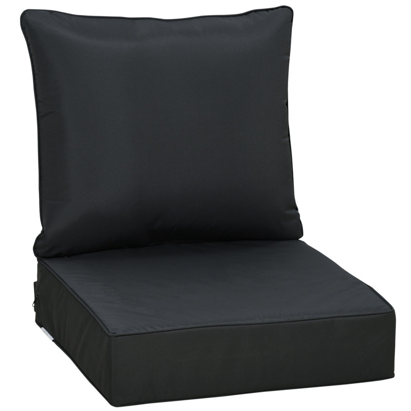 Outsunny Outdoor Seat and Back Cushion Set Olefin 61 x 61 cm, Black