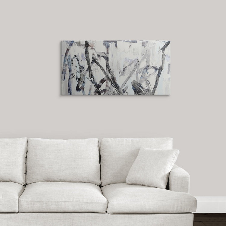 «Gestural I» Bellinda, reproduction d'art, H 20 po x l 32 po x P 1 po, Cadre noir