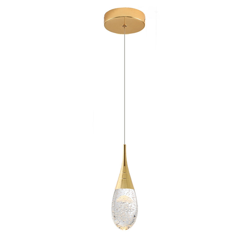 Luminaire suspendu simple à 1 lumière Lykeisha, Méduse dorée