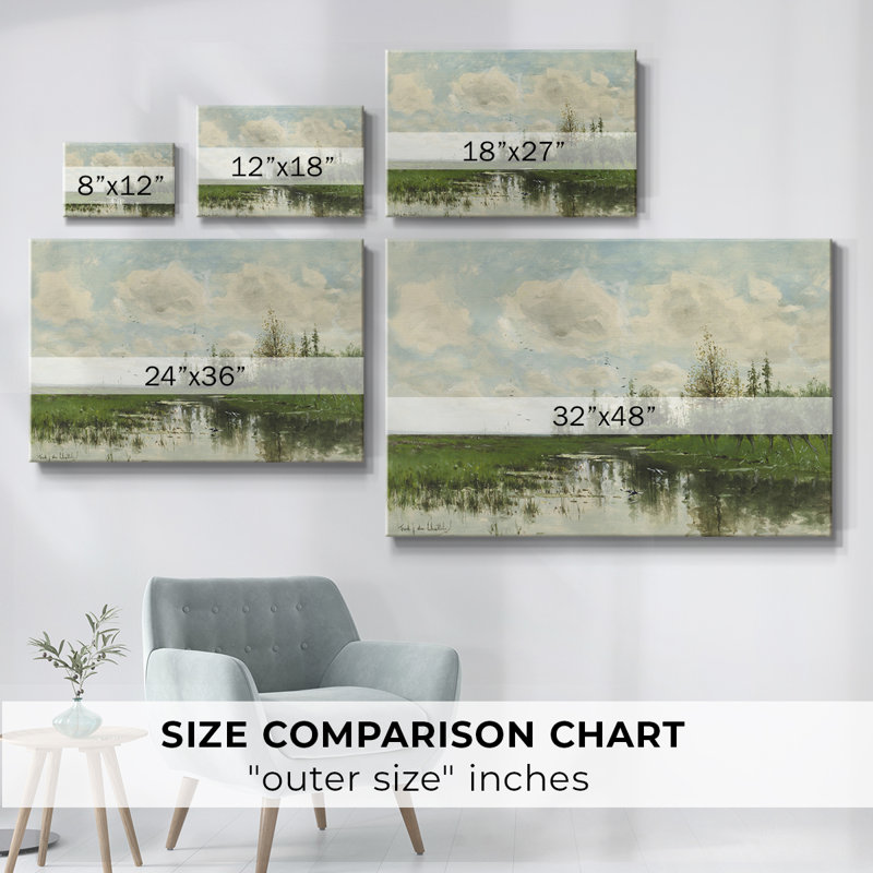 Paysage rétro - XLVI, H 13 po x l 19 po, Vert clair / Beige, Toile tendue
