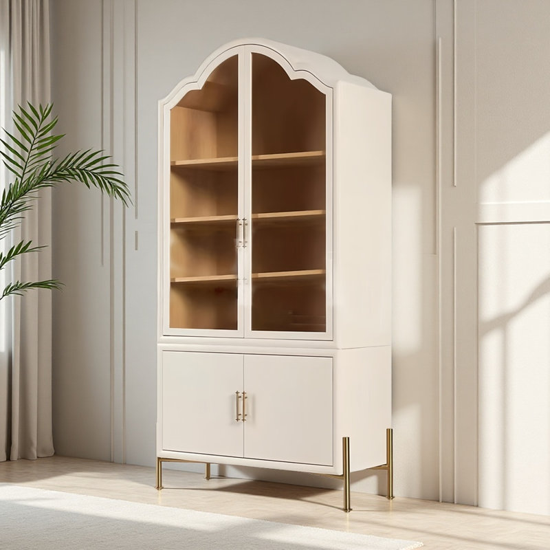 Vitrine de luxe moderne, simple et légère, Blanc cassé / blanc