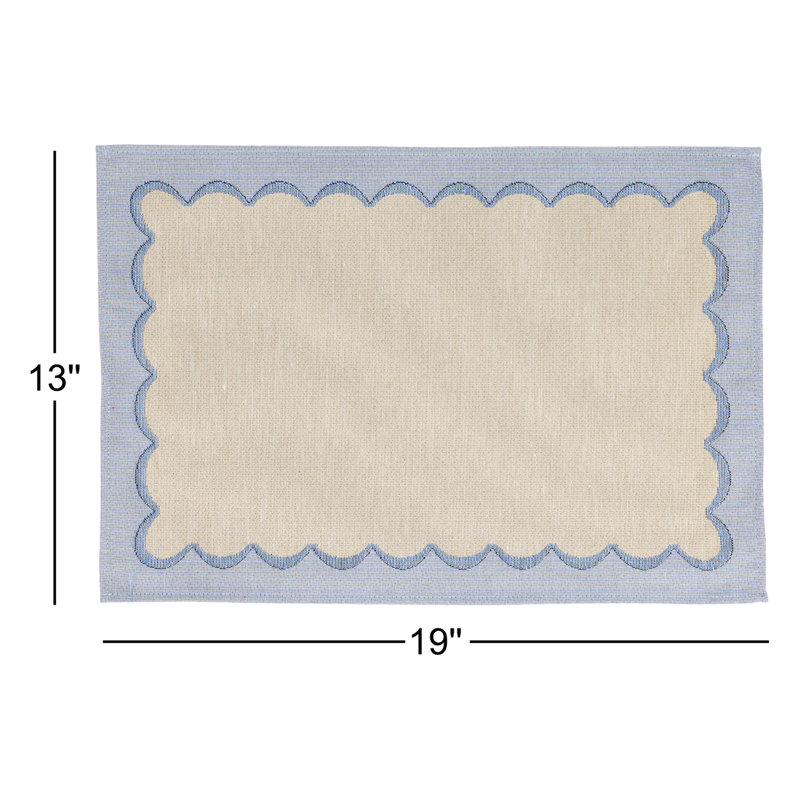 Tavola Scalloped Placemats, Blue/Beige