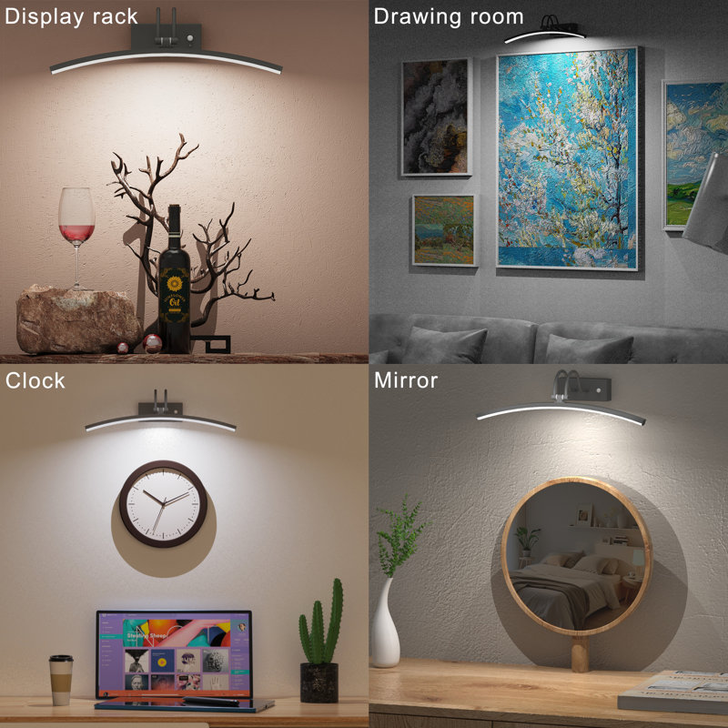 16" Dimmable LED Picture Light,Rechargeable Wall Mount Light with Remote Control,Adjustable Arm Wall Sconce for Gallerym,Hallway