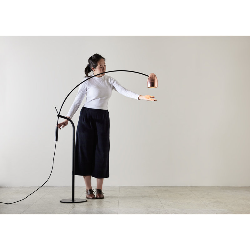 Adjustable Black Arc Touch Floor Lamp, 63.7" Height