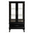 2 Door Wine Curio Cabinet With Integrated Lighting, Adjustable Shelves, Black Finish, Mirrored Back And Vintage Handles - Add Style To Your Home Lighting System, Hidden Drawer Sophisticated Decor