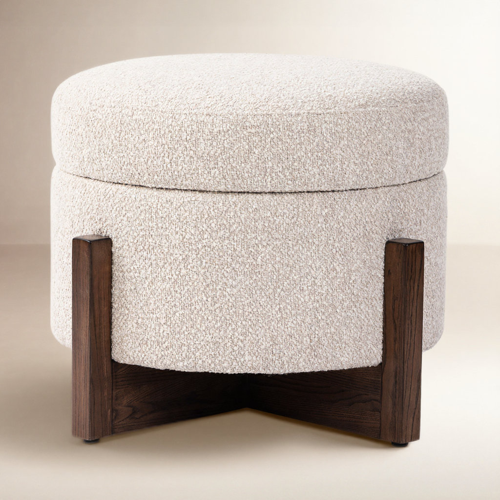 Regan 25" Storage Ottoman, Saddle Fog Boucle