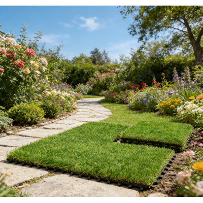 12 po x 12 po Carrelage de sol en gazon synthétique pour jardin