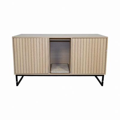 Modern Wooden Cat House With Scratching Mat - 47.64" X 21.46" X 25.98", 76.4 Lbs