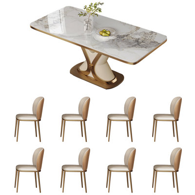 Italian style light luxury rectangular table set