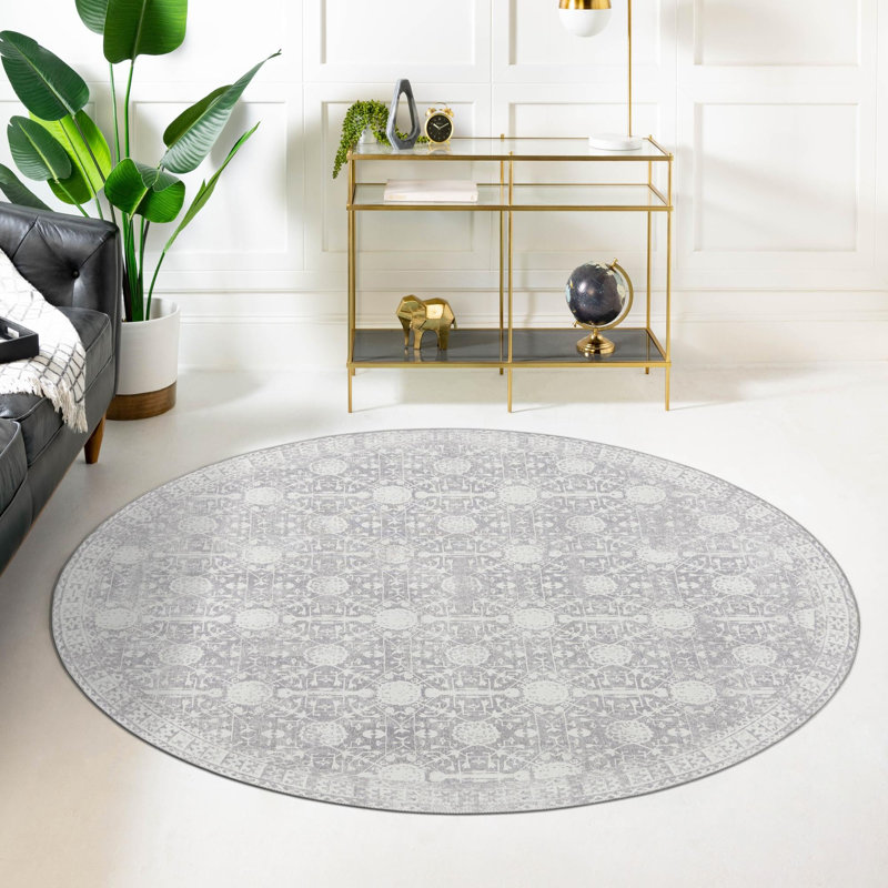 Tapis Dakota Fields Timeless gris, Rond 3 pi 6 po