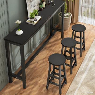 Winston Porter Modern Minimalist 3-Person Bar Table And Stool Set