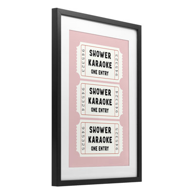 Pink Shower Karaoke Tickets Framed Print Under Glass, design by Lettered and Lined