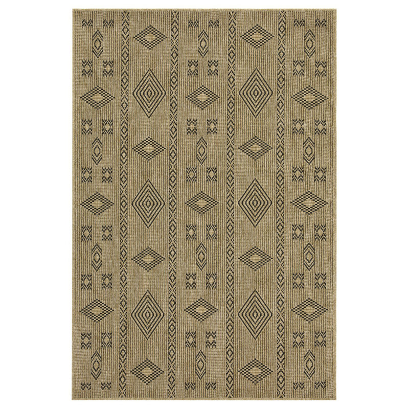 Jute/Black 5 Ft. 3 In. X 7 Ft. 3 In. Indoor/Outdoor Area Rug, Rectangle 5'3" x 7'3"