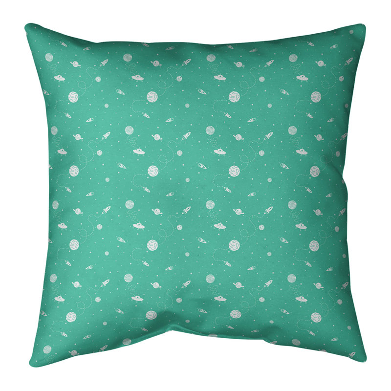 Coussin décoratif en coton Katelyn Elizabeth, H 16 po x l 16 po, Vert / blanc, Bourre en polyester