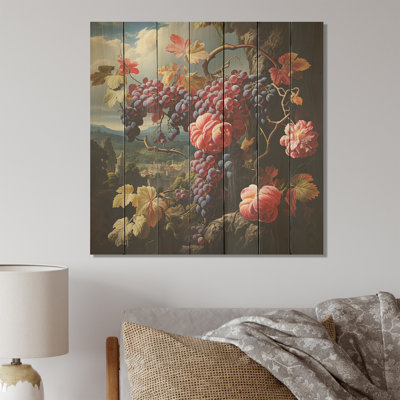 Peinture de la Renaissance d'un fruit du raisin I - fruits sur bois