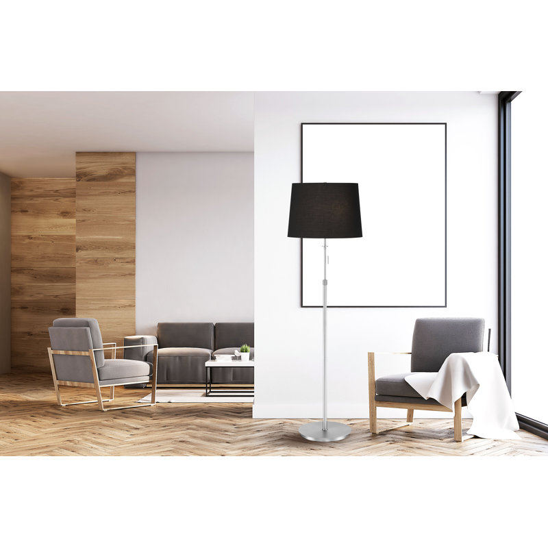 Shapiro 71'' Traditional Floor Lamp, Satin Nickel