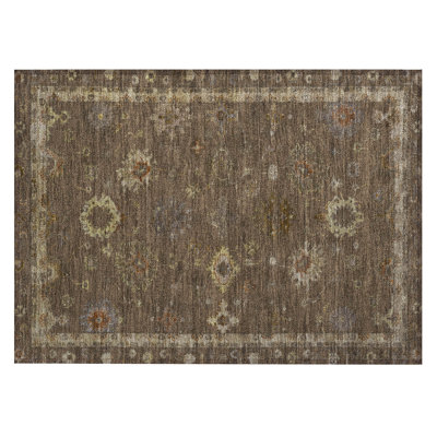 Machine Washable Indoor/Outdoor Xhevrie Chocolate Rug