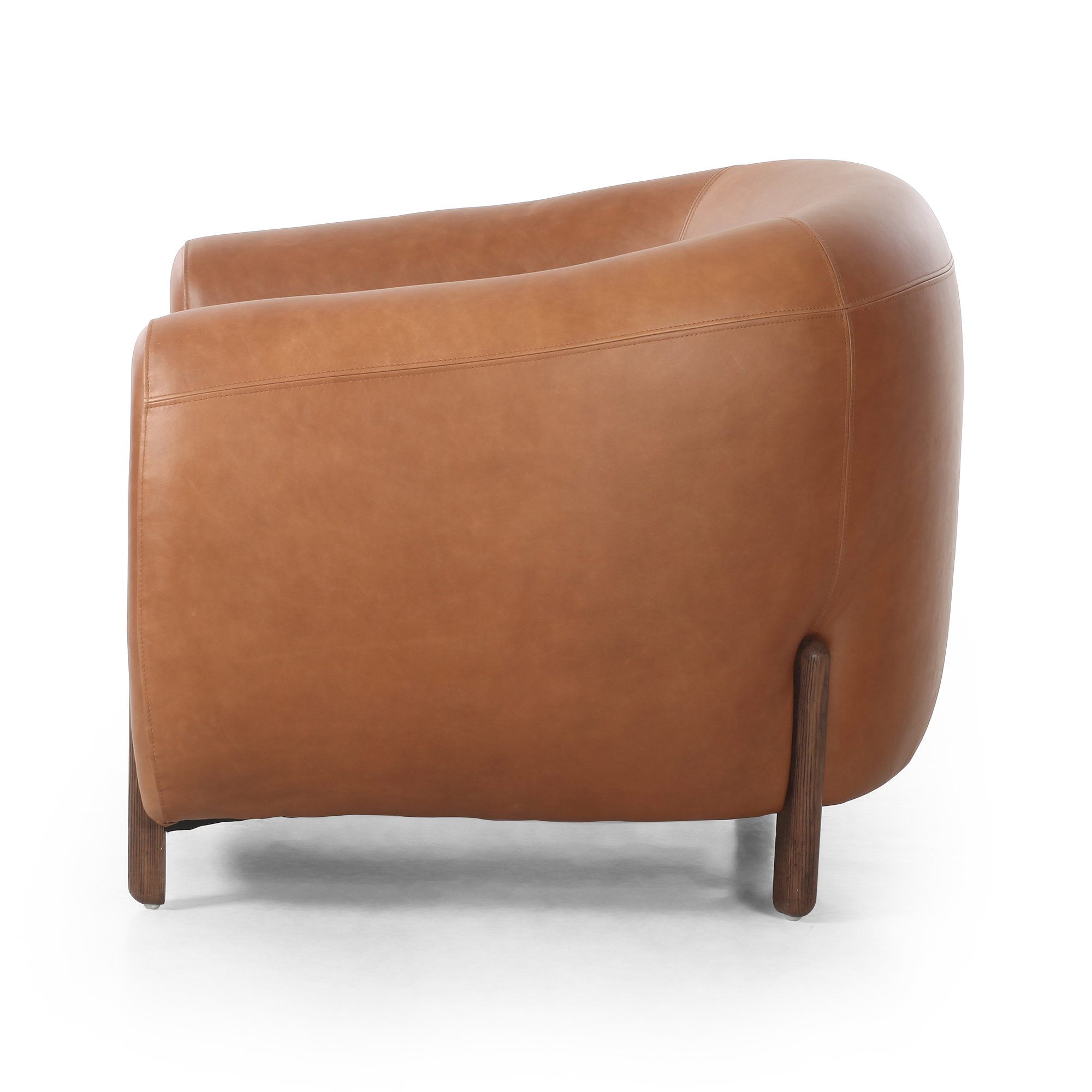 Bruno Genuine Leather Barrel Chair, Valencia Camel Leather