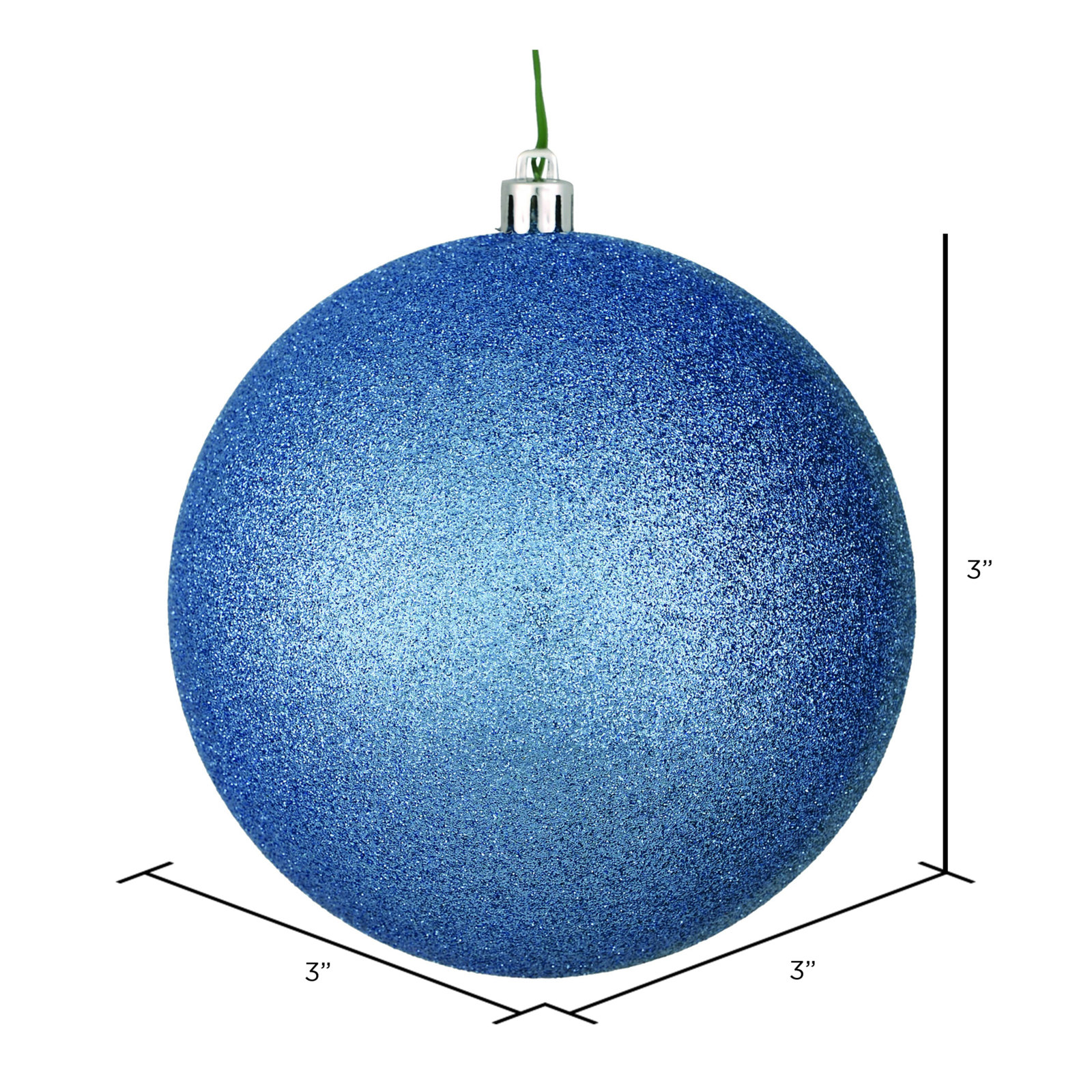 Holiday Décor Ball Ornament, 3" H x 3" W x 3" D, Periwinkle Glitter