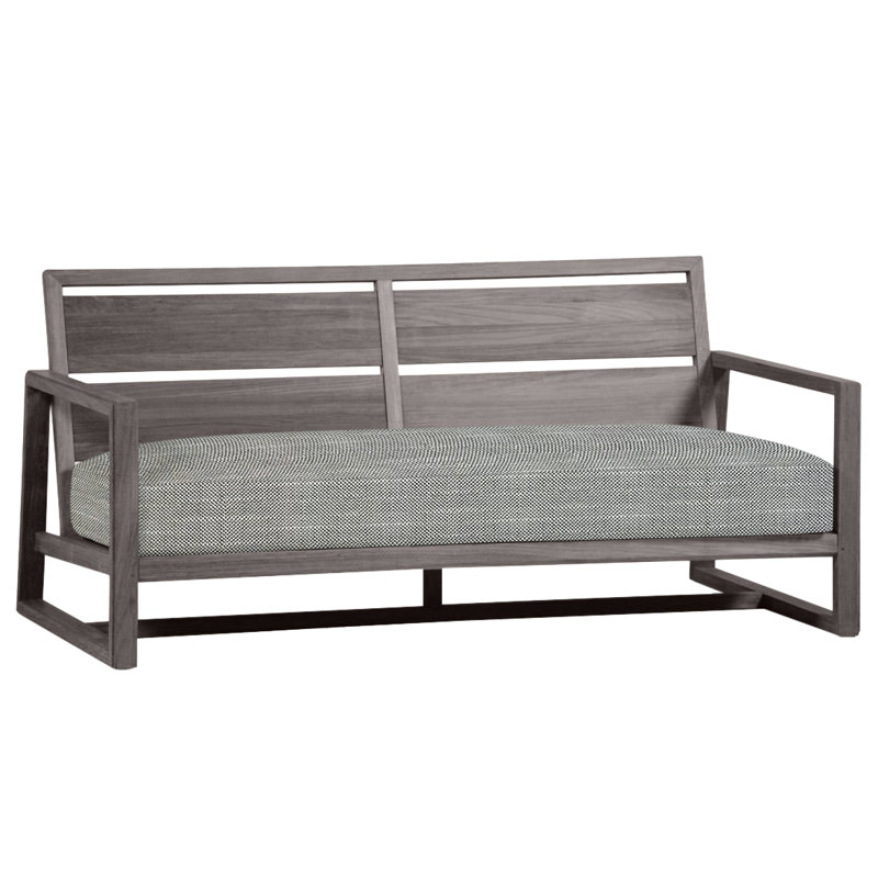 Avondale Teak Loveseat - Oyster, Oyster Teak, No Welt, Rollo Silver