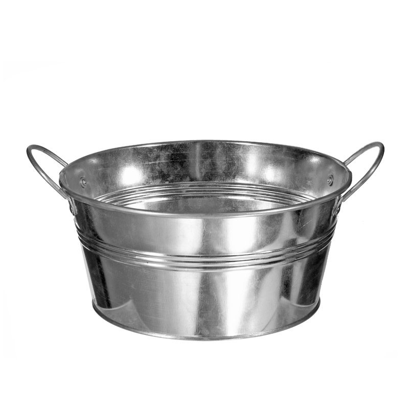Pot de fleurs rond en aluminium peu profond (grand), H 3,75 po x l 7,8 po x P 7,8 po