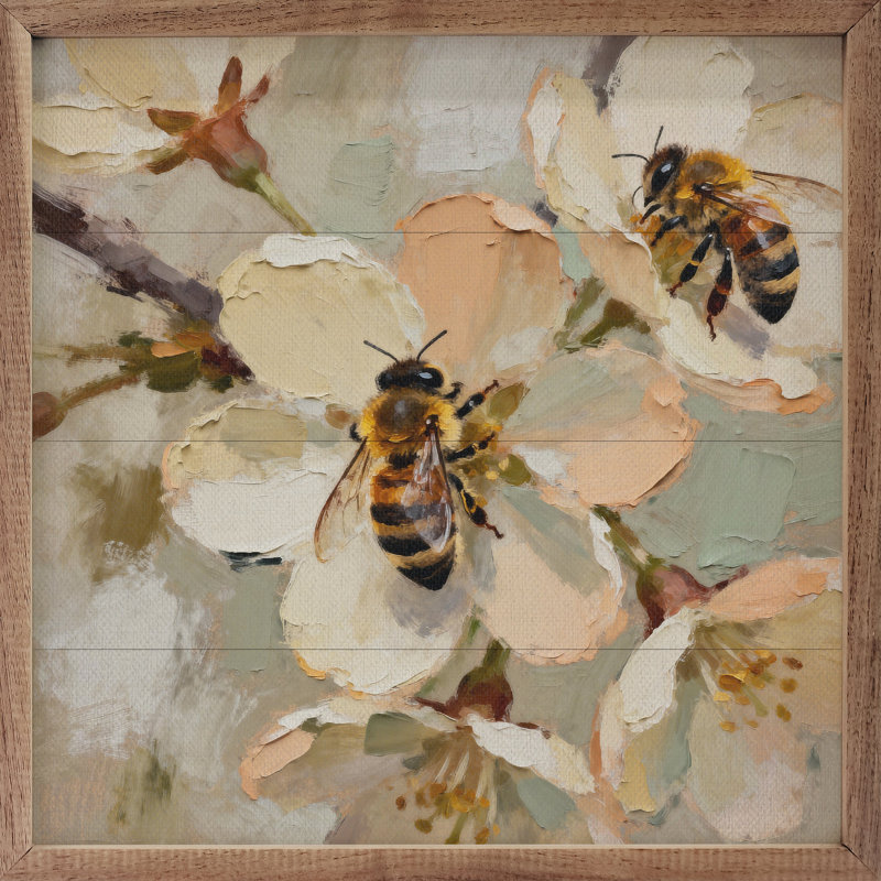 Deux abeilles occupées, H 4 po x l 4 po