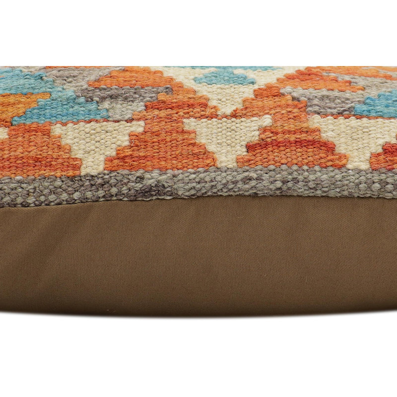 Coussin Kilim tissé à la main Tribal, Rouille / bleu / beige / mauve