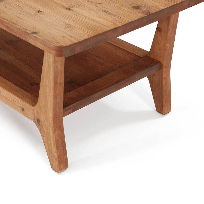 Solid Wood Four Leg Coffee Table, Brown