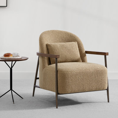 Ashwanth 27" Wide Upholstered Faux Sherpa Accent Chair With Lumbar Pillow