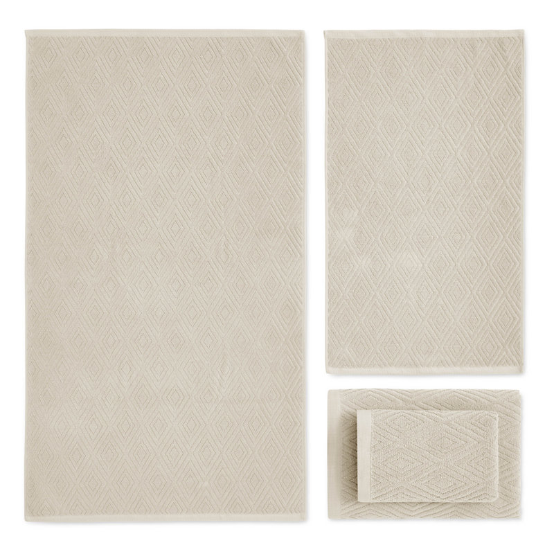 Diamond Geo Sculpted Cotton Towels, Beige