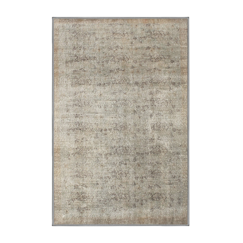 Tapis contemporain gris clair / brun, Rectangle 6 pi x 9 pi