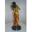 Biyanka Girl Playing the violin Bronze Statue -  Size: 10"L x 7"W x 19"H.