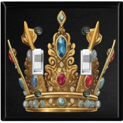 Plaque murale standard à 2 interrupteurs à bascule Elegant Jewel Crown