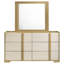 Commode large Hyle avec miroir et 6 tiroirs, brun et blanc rétro