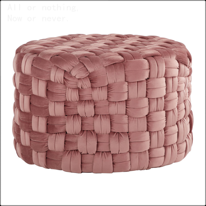 Repose-pieds rond 24 po en velours, Rose