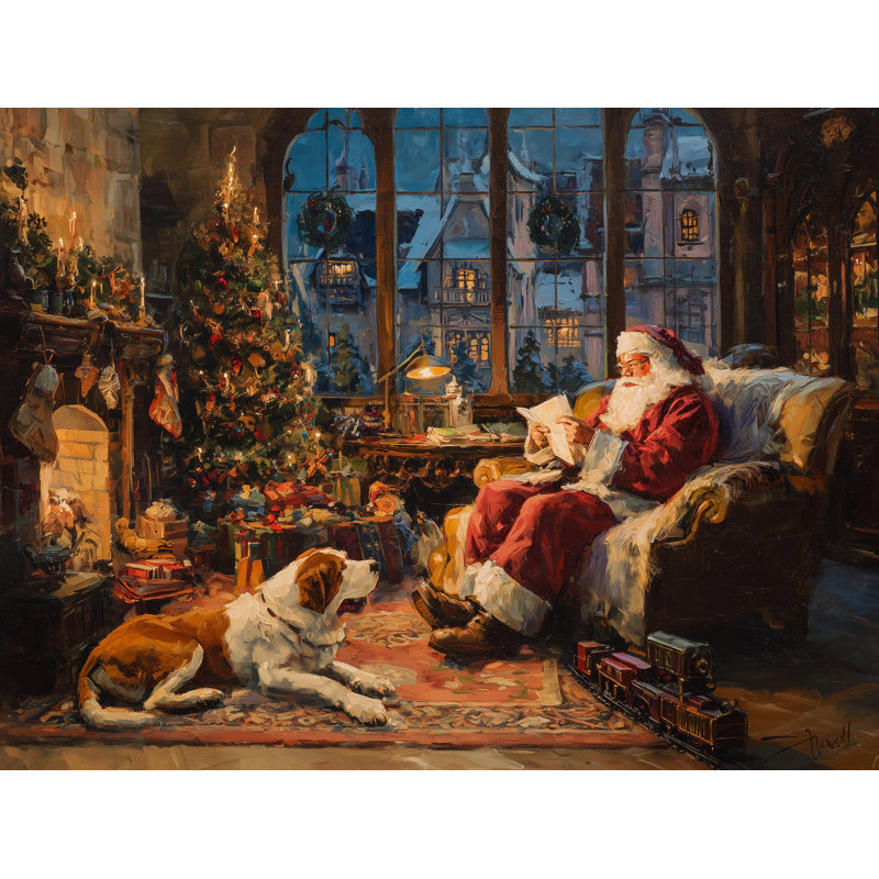 "Santa lecture" par Window, art mural sur toile, 16 po x 24 po