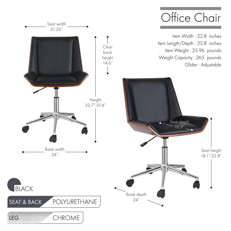 Chaise de travail Stonec chiffre, Noir
