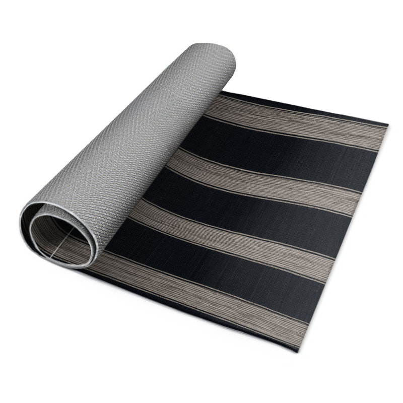 Tapis intérieur / extérieur gris HorizontalStripes, Rectangulaire 8 pi x 10 pi