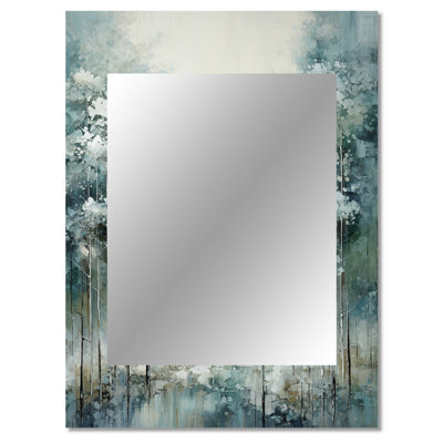 Pine Tree Enchanted Forest I - Pine Unique Wall Mirror Decor, Traditional Large Mirror, Printed Metal Art