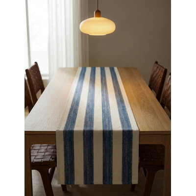 Chemin de table intérieur marin rayé bleu marine Sardinia 14 x 72 po