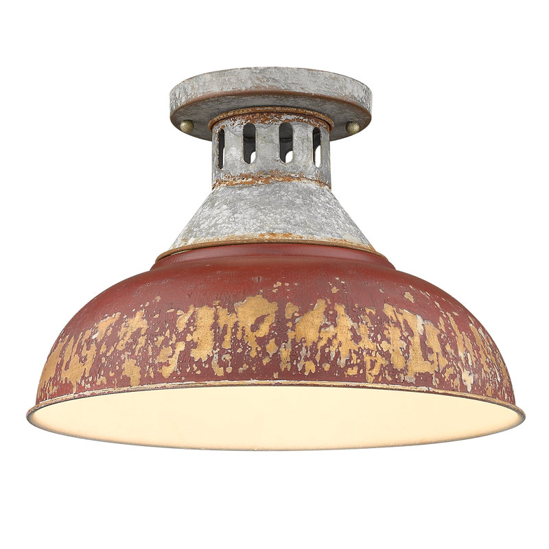 Plafonnier encastré 1 lumière 14 po Mercado, Rouge antique