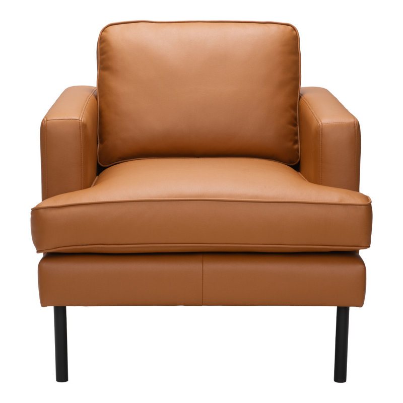  Fauteuil brun en similicuir rembourré