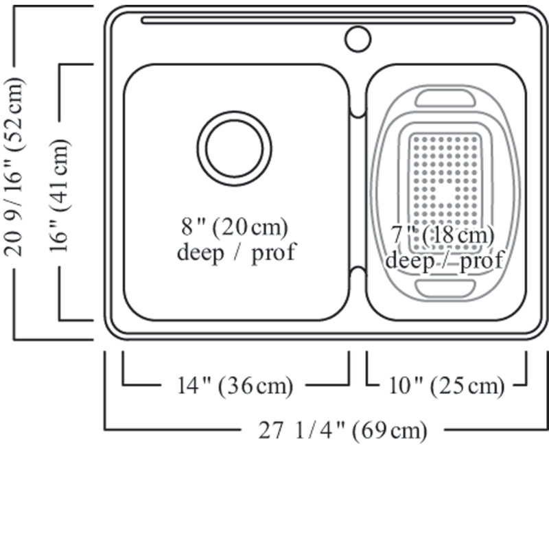 27.25'' L Double Bowl Stainless Steel Kitchen Sink