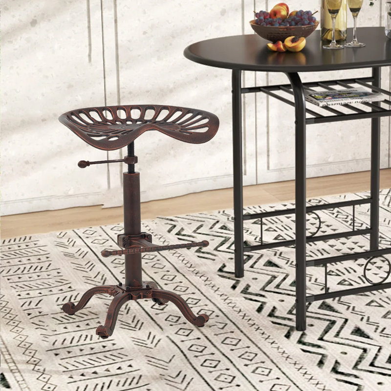 Elinna Swivel Adjustable Height Counter Stool with Metal Frame, Antique Copper