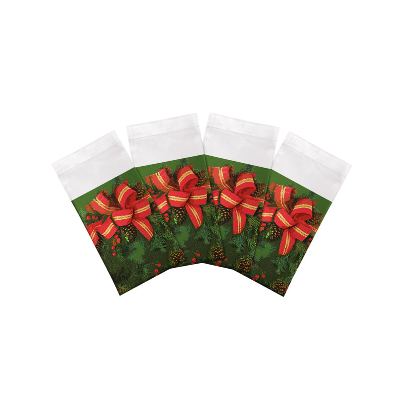 Christmas Wreath Cotton Sateen Dinner Napkins, Moss