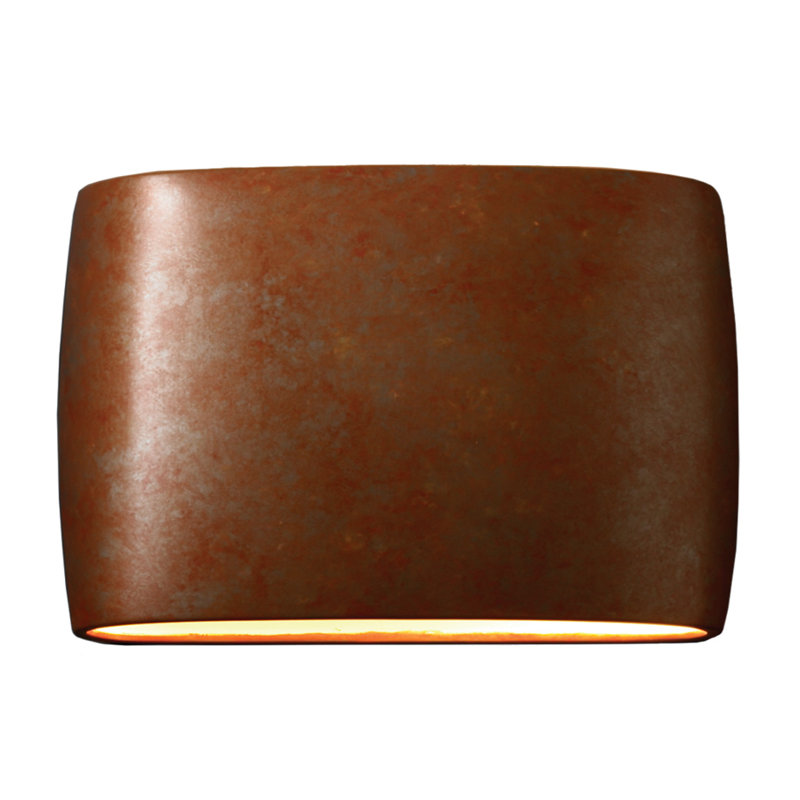 Logan Ceramic Wall Light, LED, 9.75" H x 16" W x 4" D, Rust Patina