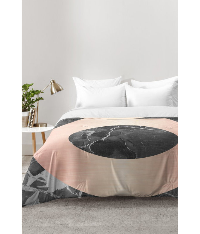 Emanuela Carratoni Modern & Contemporary Polyester Marble Comforter, Full/Queen Comforter + 2 Standard Shams