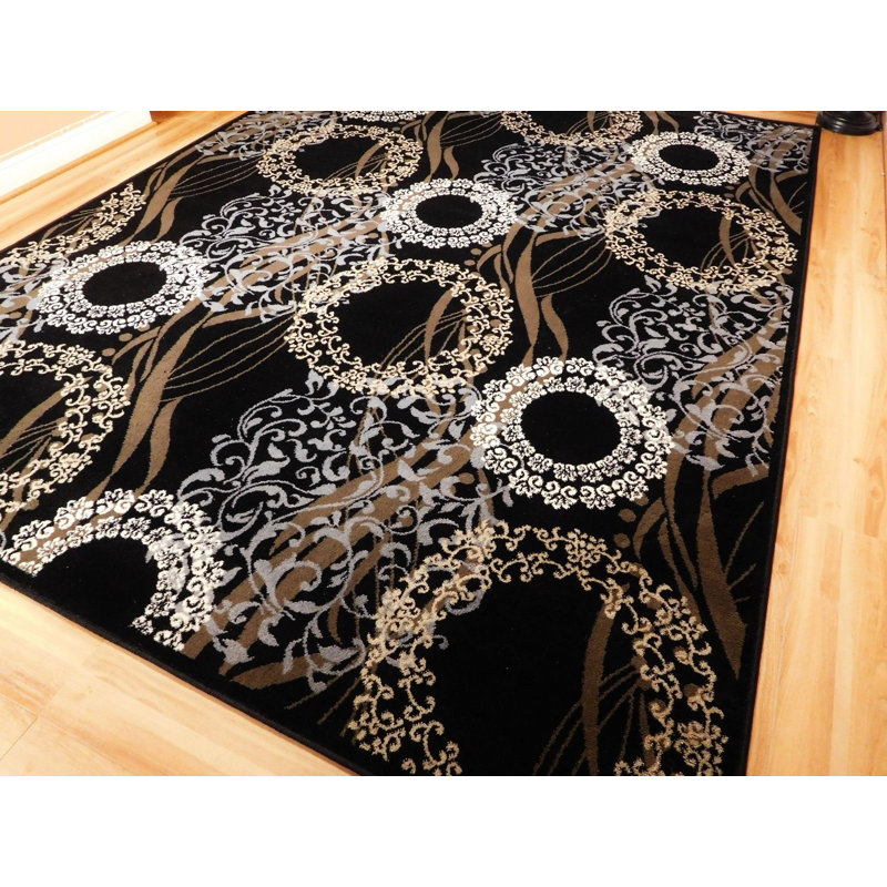 Tapis intérieur / extérieur noir Kinzel, Rectangle 2 pi x 3 pi
